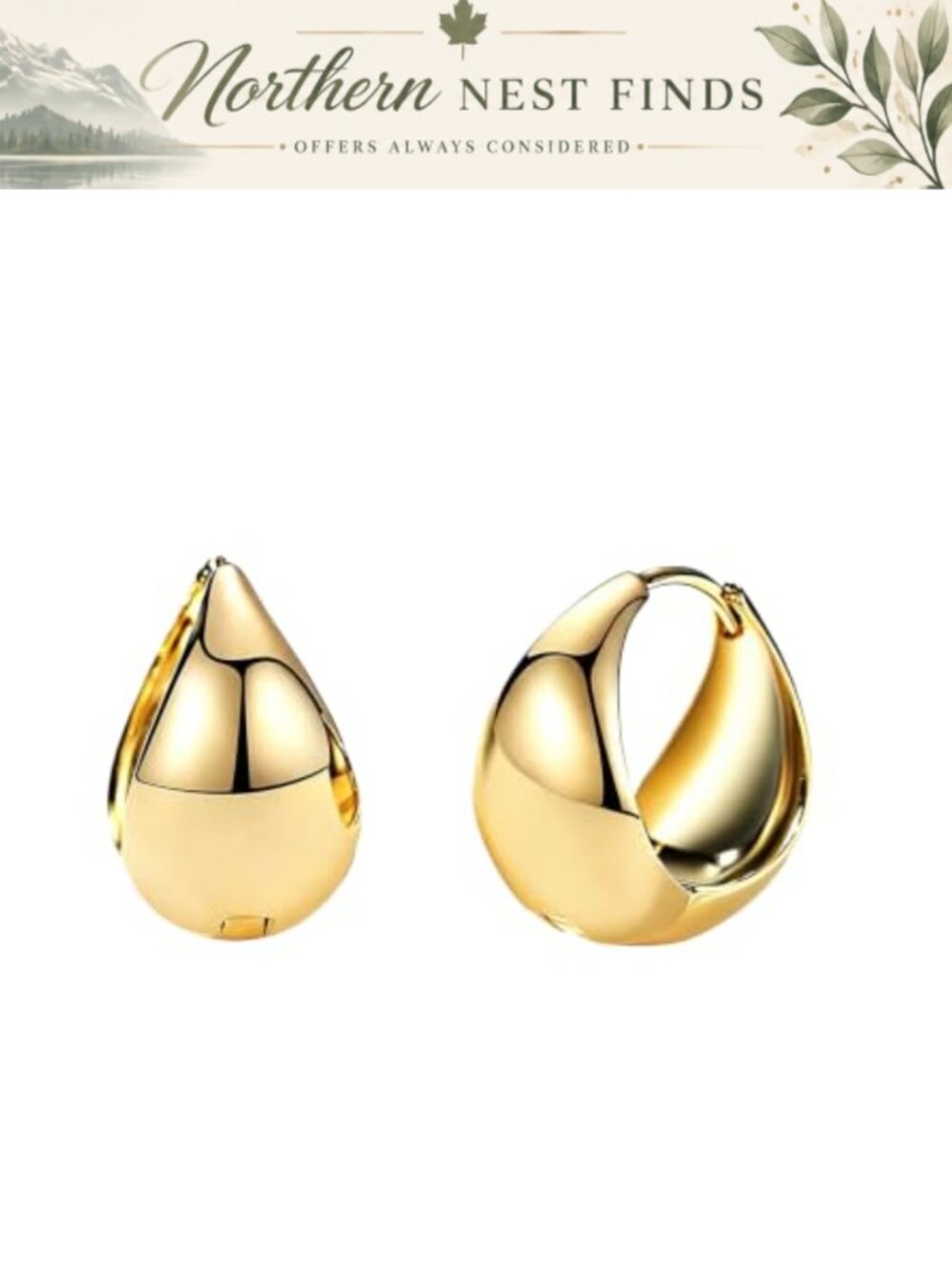 18K Gold Plated Huggie Hoop Earrings Hypoallergenic Hinge Daily Wear